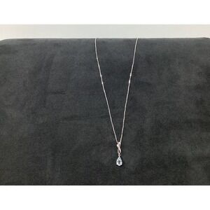 Aquamarine And Diamond Infinity Necklace 16" 10K White Gold QG‎ India